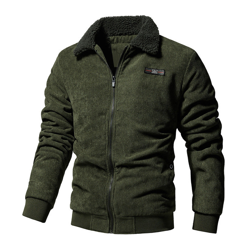 Chaqueta de pana con solapa acolchada para hombre