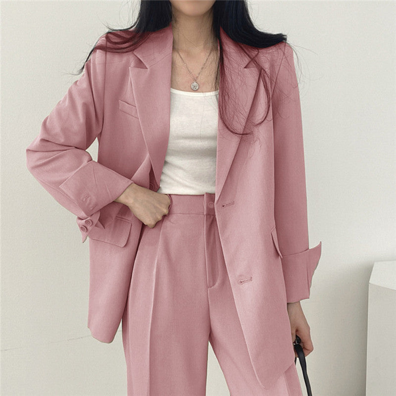 Conjunto de chaqueta de traje rosa para primavera y otoño para mujer